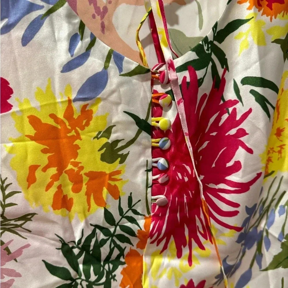 REFORMATION NWT Jennis Floral Silk Halter Mini Dress Low Back String Tie M - Picture 14 of 15